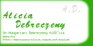 alicia debreczeny business card